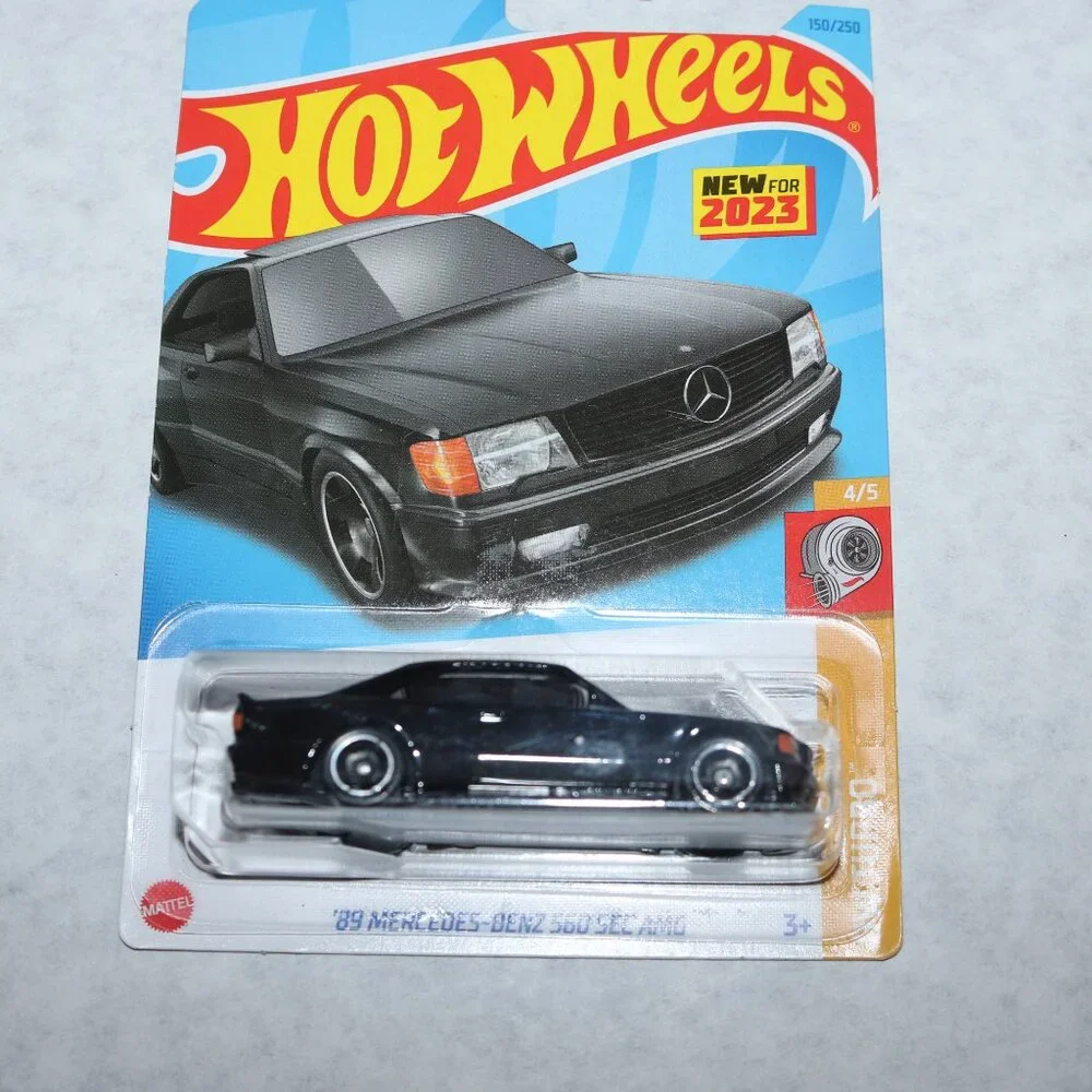 Hot Wheels lot of 7 Turbo '89 black Mercedes all new good cards